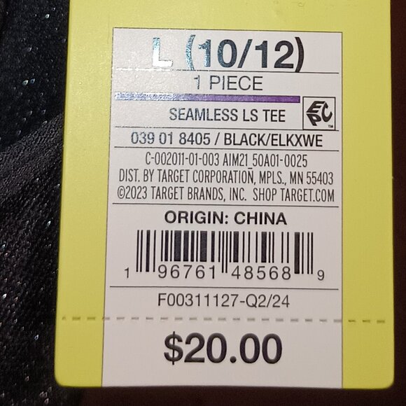 NEW Girls' Seamless Long Sleeve T-Shirt - All In Motion™ Black Sparkle - Picture 7 of 8